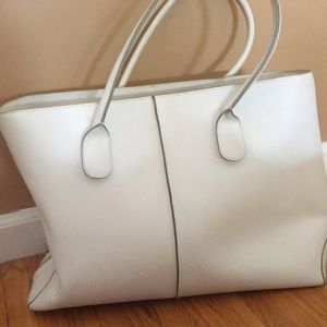 TOD’S White leather shopper tote